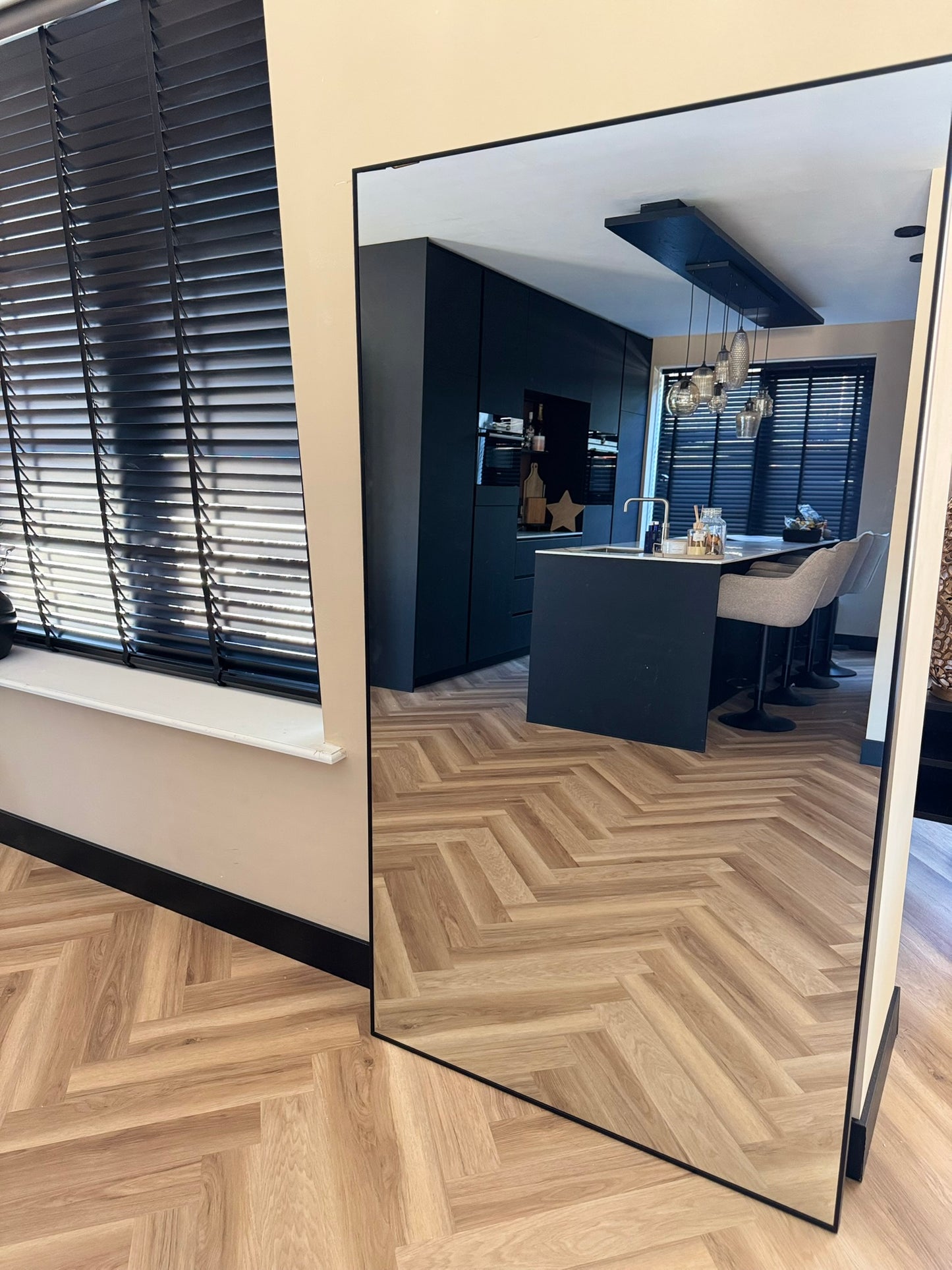 XL Pas Spiegel Infinity, Zwart Rechthoekig 180x100