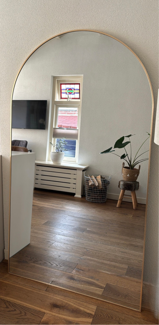 XL Passpiegel Vogue, Geborsteld Rosé Goud met ronding 180x100