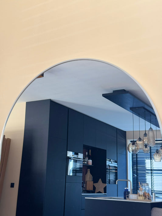 XL Passpiegel Vogue, Geborsteld Chroom met ronding 180x100