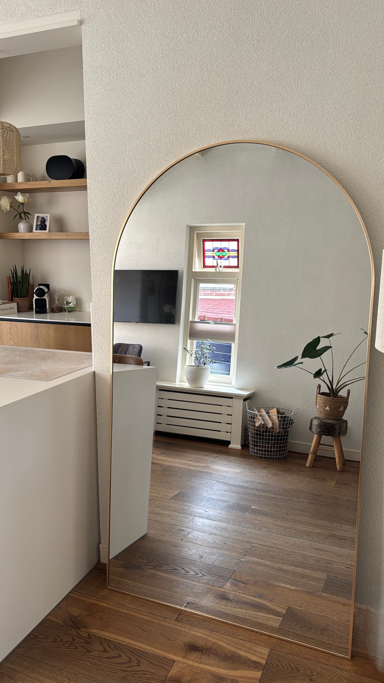 XL Passpiegel Vogue, Geborsteld Rosé Goud met ronding 180x100