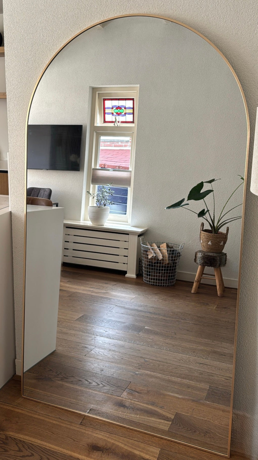 XL Passpiegel Vogue, Geborsteld Rosé Goud met ronding 180x100
