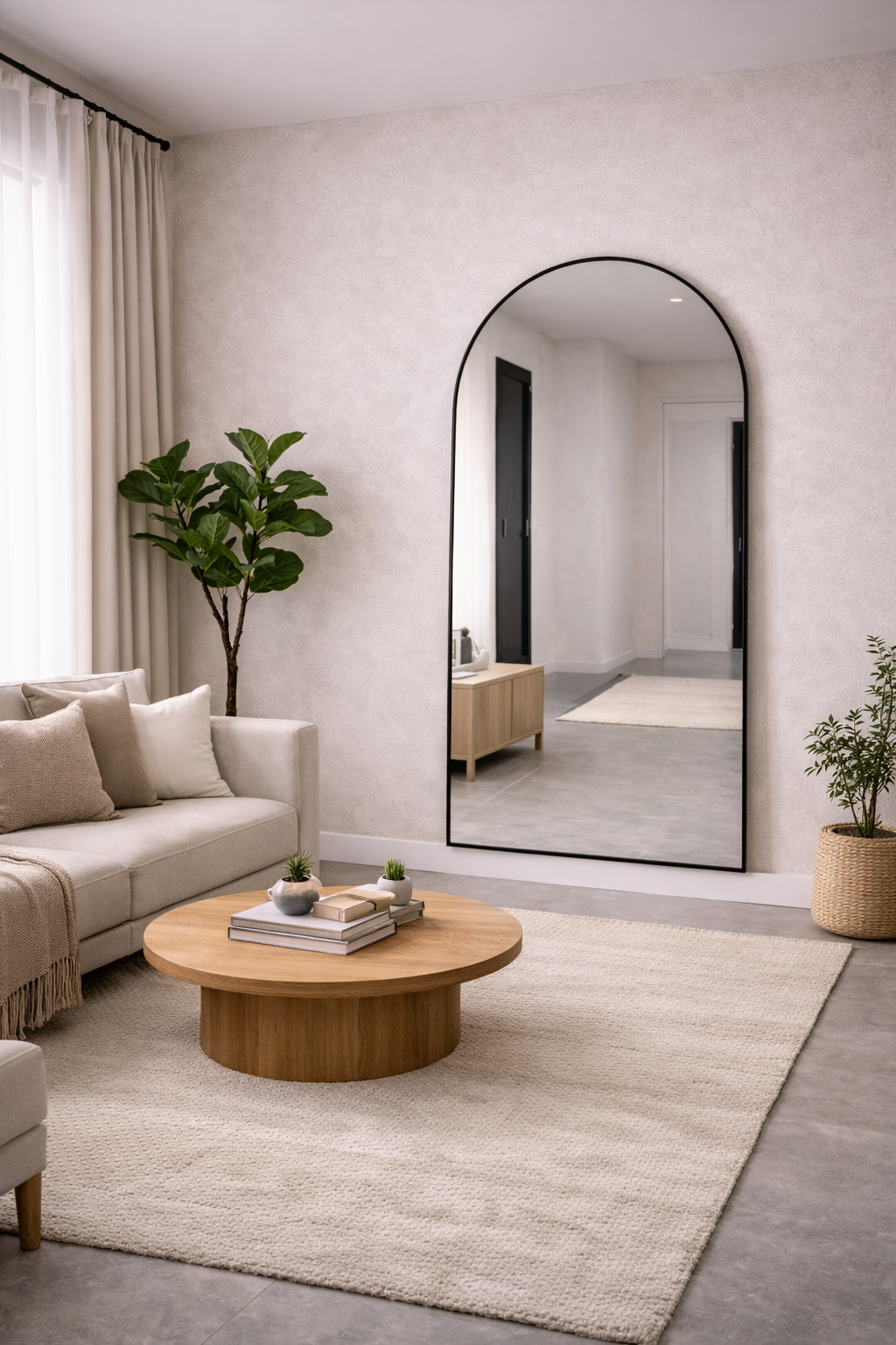 XL Passpiegel Vogue, Zwart met ronding 180x100