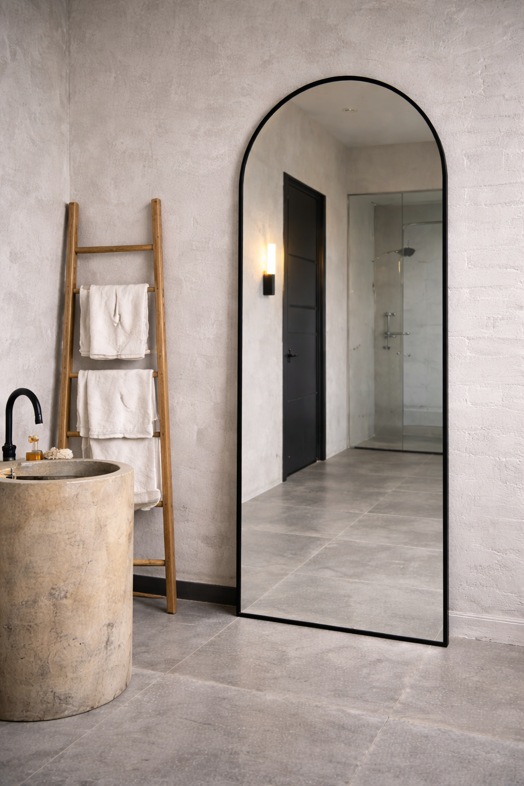 XL Passpiegel Royale, Zwart met ronding 180x70