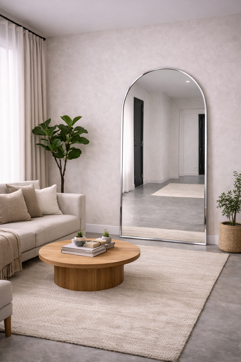 XL Passpiegel Vogue, Geborsteld Chroom met ronding 180x100