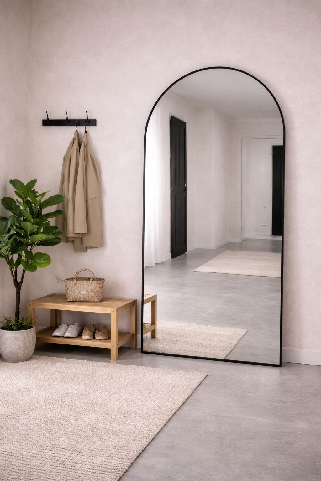 XL Passpiegel Vogue, Zwart met ronding 180x100