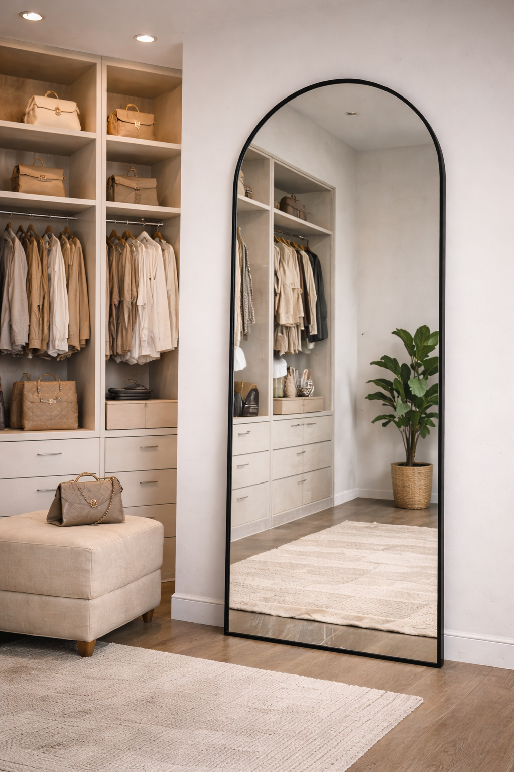 XL Passpiegel Royale, Zwart met ronding 180x70
