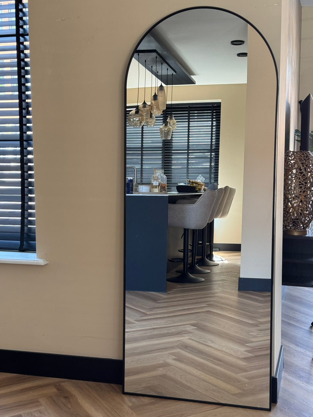 XL Passpiegel Royale, Zwart met ronding 180x70