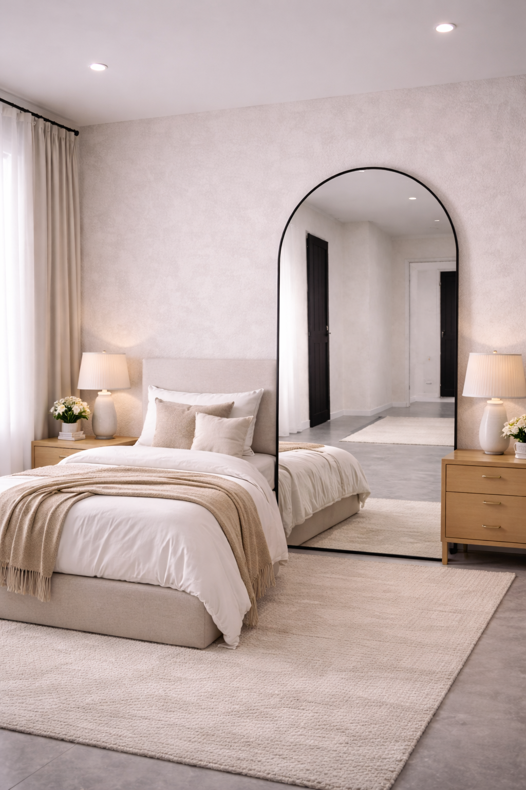 XL Passpiegel Vogue, Zwart met ronding 180x100