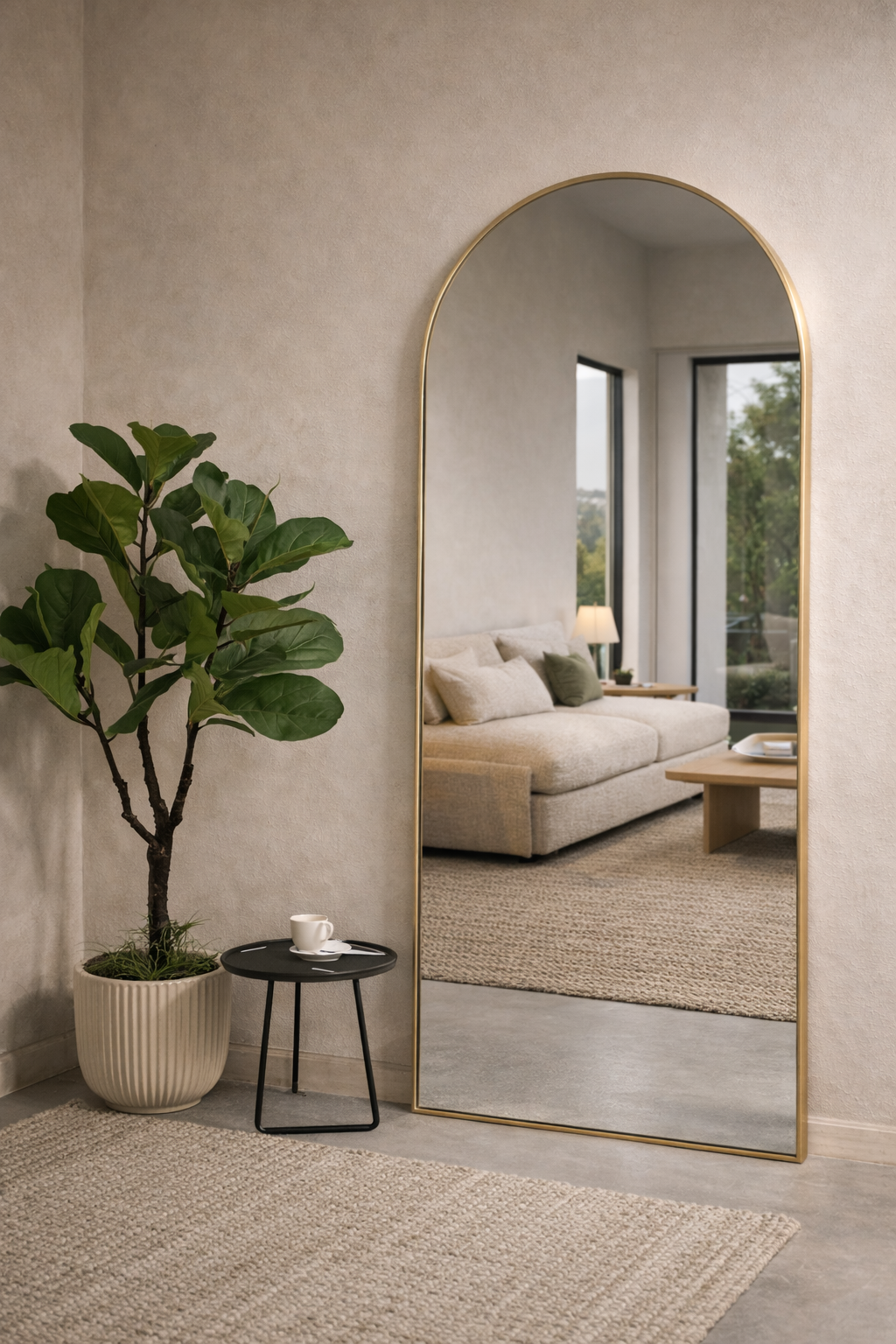 XL Passpiegel Royale, Geborsteld Rosé Goud met ronding 180x70