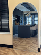 XL Passpiegel Vogue, Geborsteld Chroom met ronding 180x100