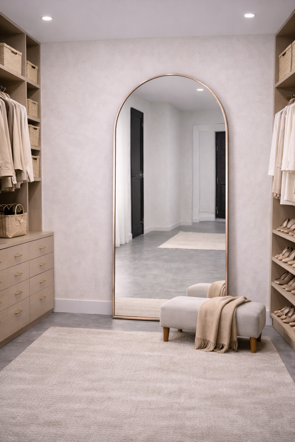 XL Passpiegel Vogue, Geborsteld Rosé Goud met ronding 180x100