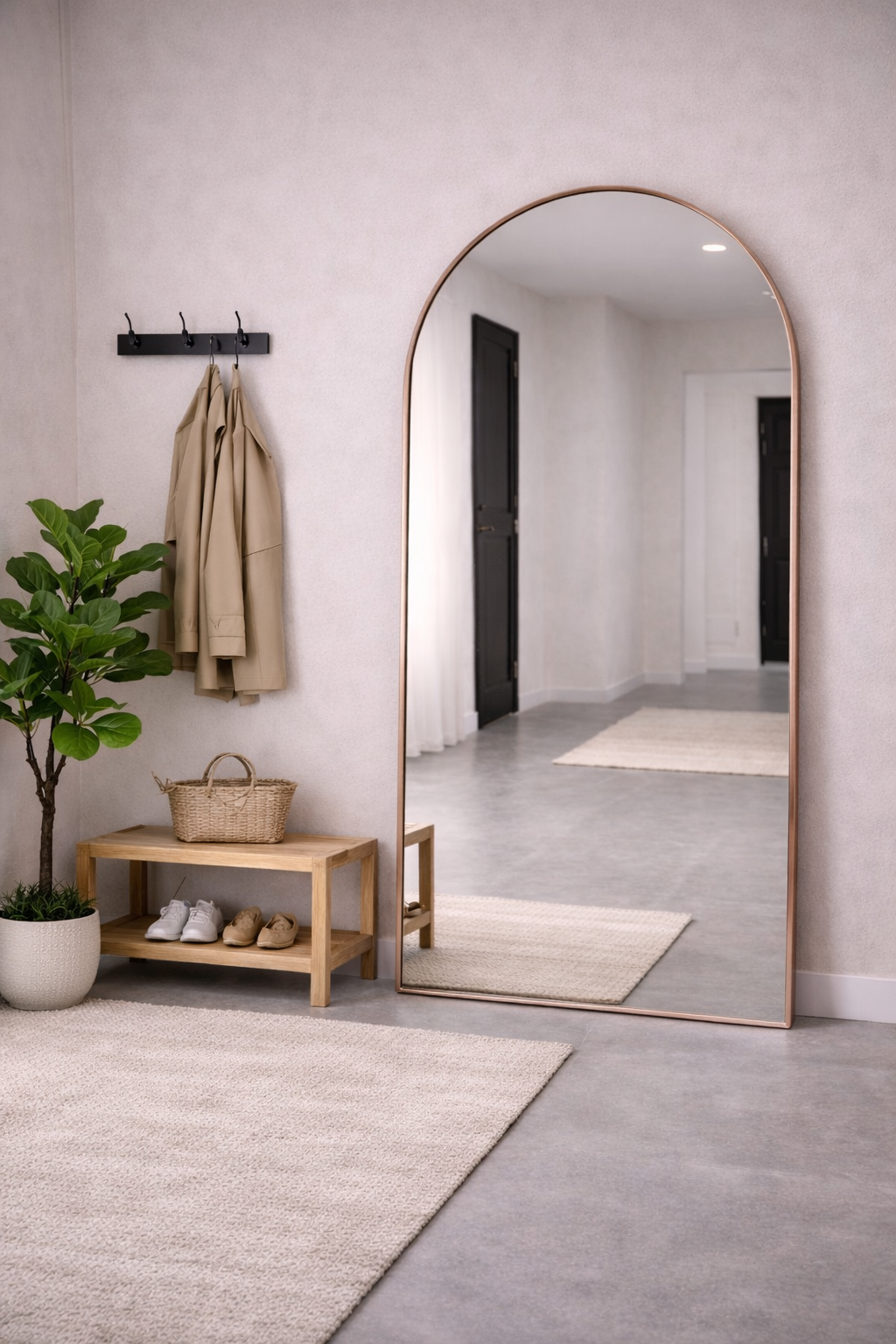 XL Passpiegel Vogue, Geborsteld Rosé Goud met ronding 180x100