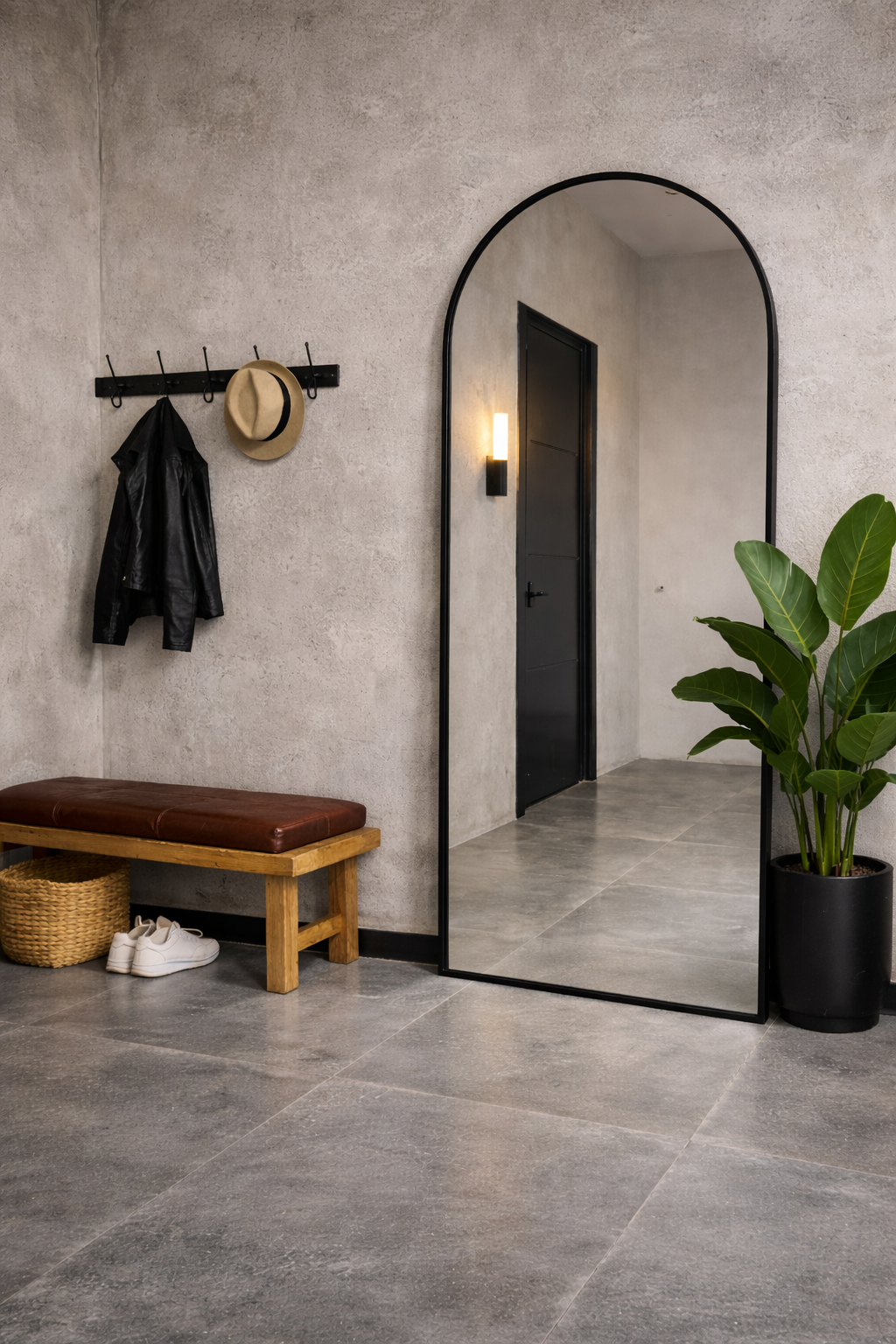 XL Passpiegel Royale, Zwart met ronding 180x70