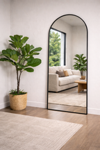 XL Passpiegel Royale, Zwart met ronding 180x70