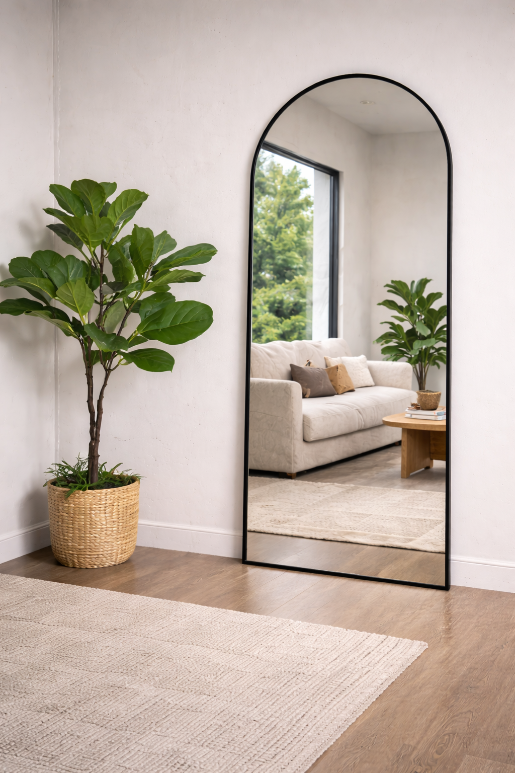 XL Passpiegel Royale, Zwart met ronding 180x70