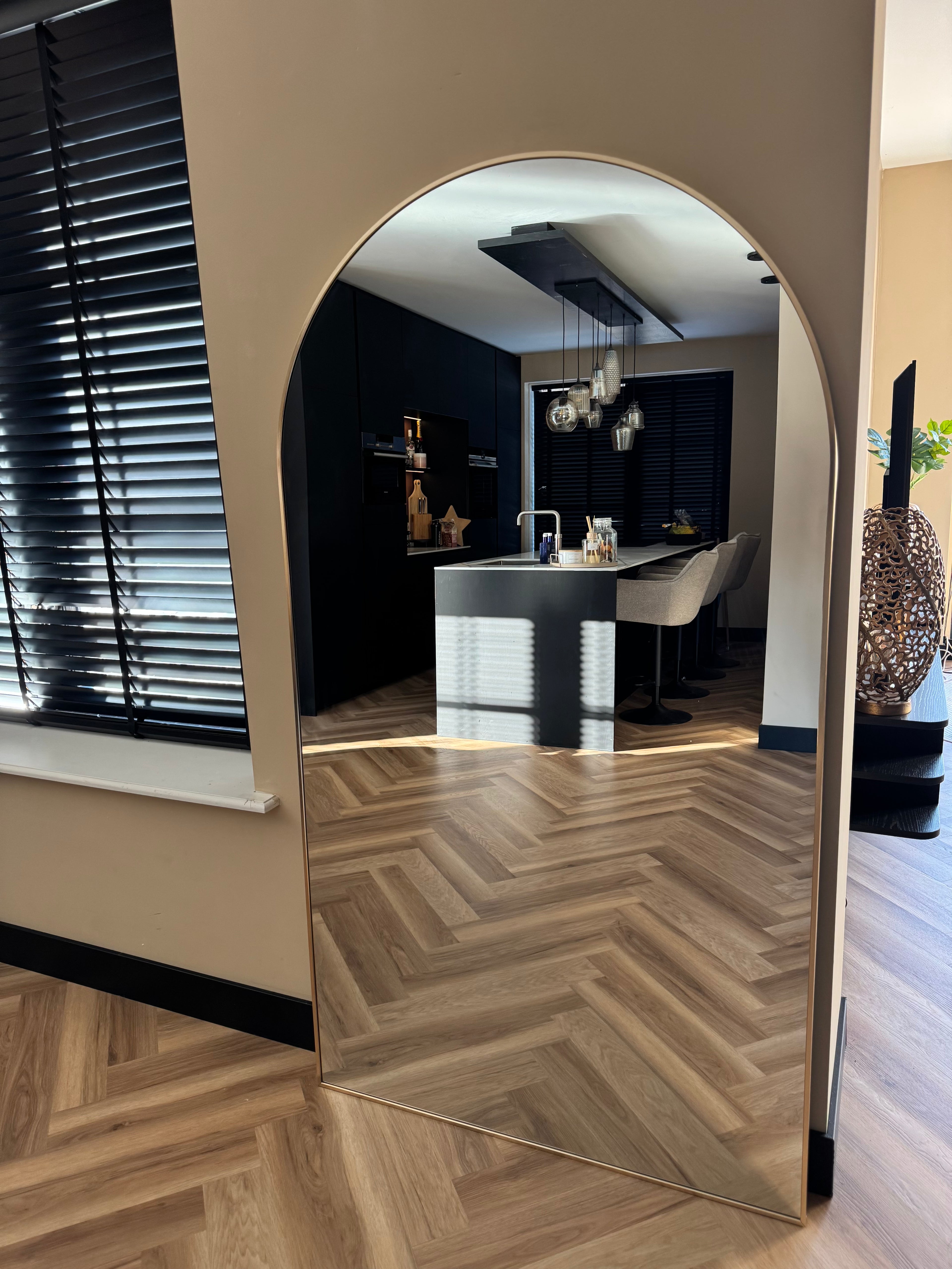 XL Passpiegel Vogue, Geborsteld Rosé Goud met ronding 180x100