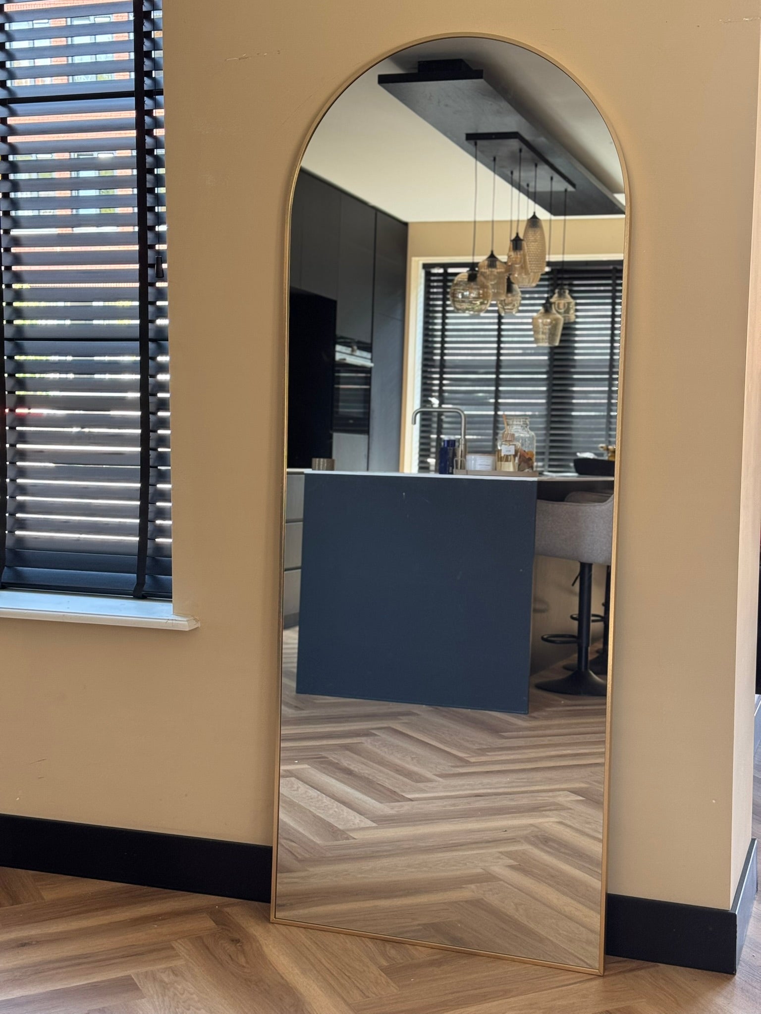 XL Passpiegel Royale, Geborsteld Rosé Goud met ronding 180x70