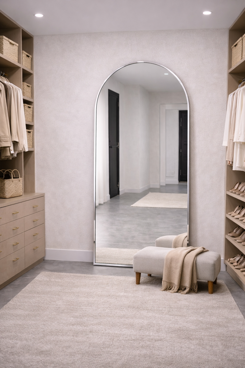 XL Passpiegel Vogue, Geborsteld Chroom met ronding 180x100
