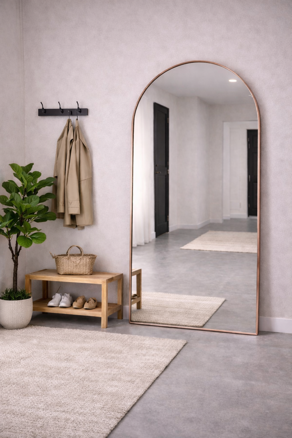 XL Passpiegel Vogue, Geborsteld Rosé Goud met ronding 180x100