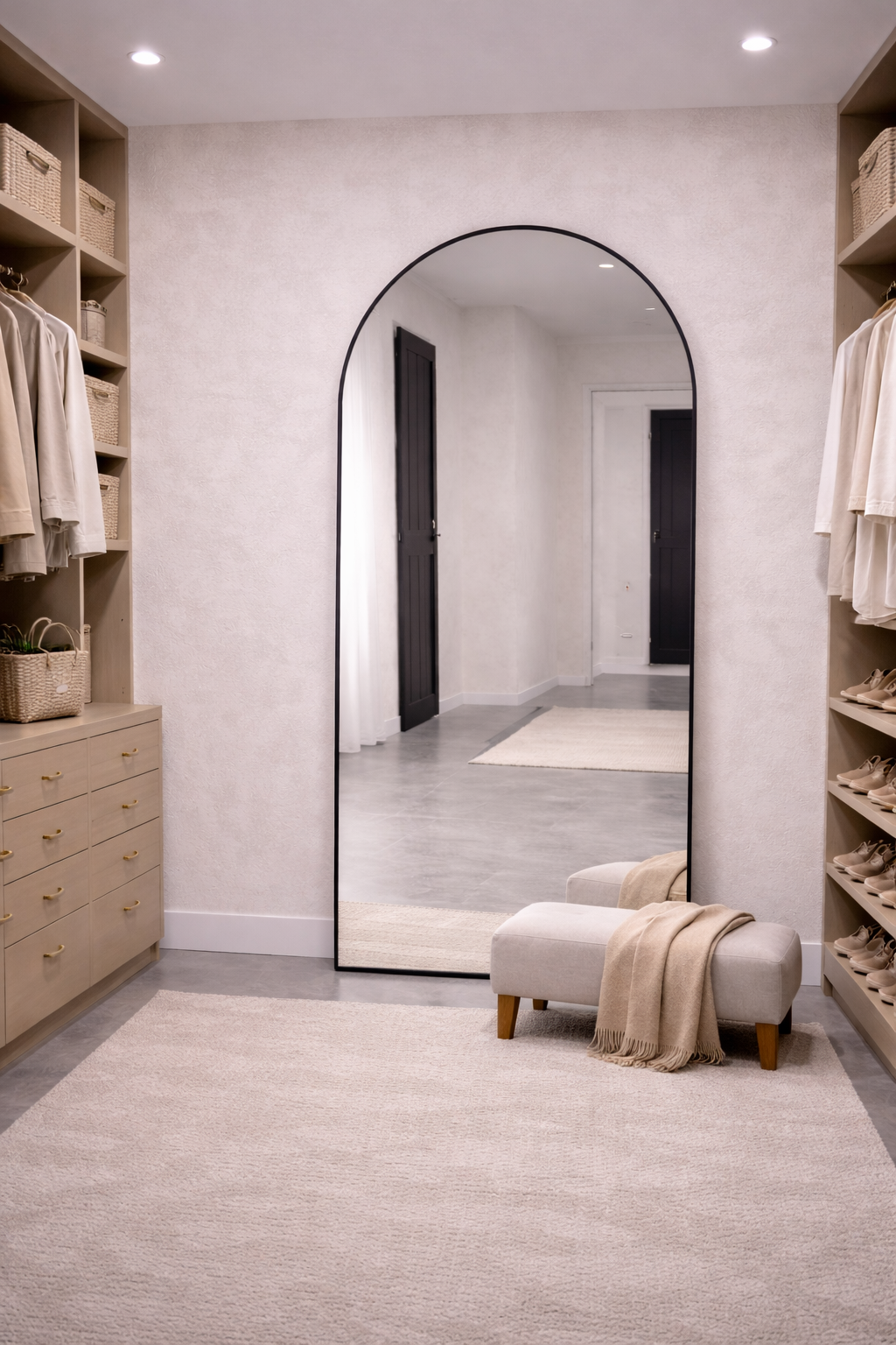 XL Passpiegel Vogue, Zwart met ronding 180x100