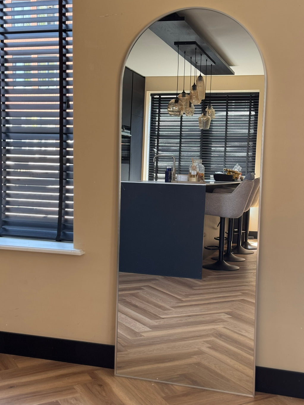 XL Passpiegel Royale, Geborsteld Chroom met ronding 180x70