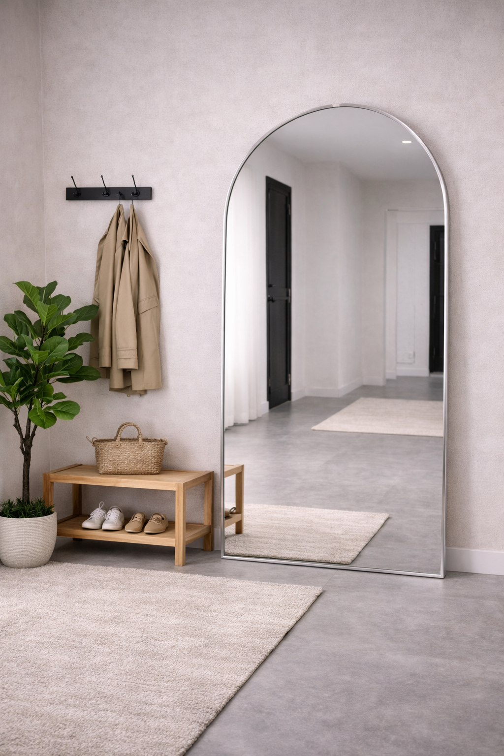 XL Passpiegel Vogue, Geborsteld Chroom met ronding 180x100