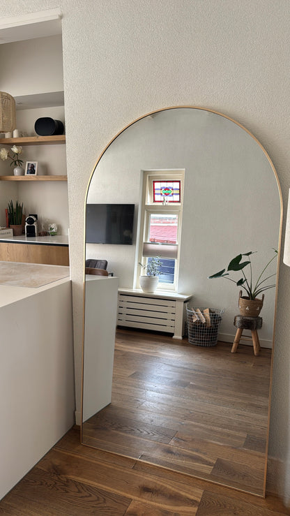 XL Passpiegel Vogue, Geborsteld Rosé Goud met ronding 180x100