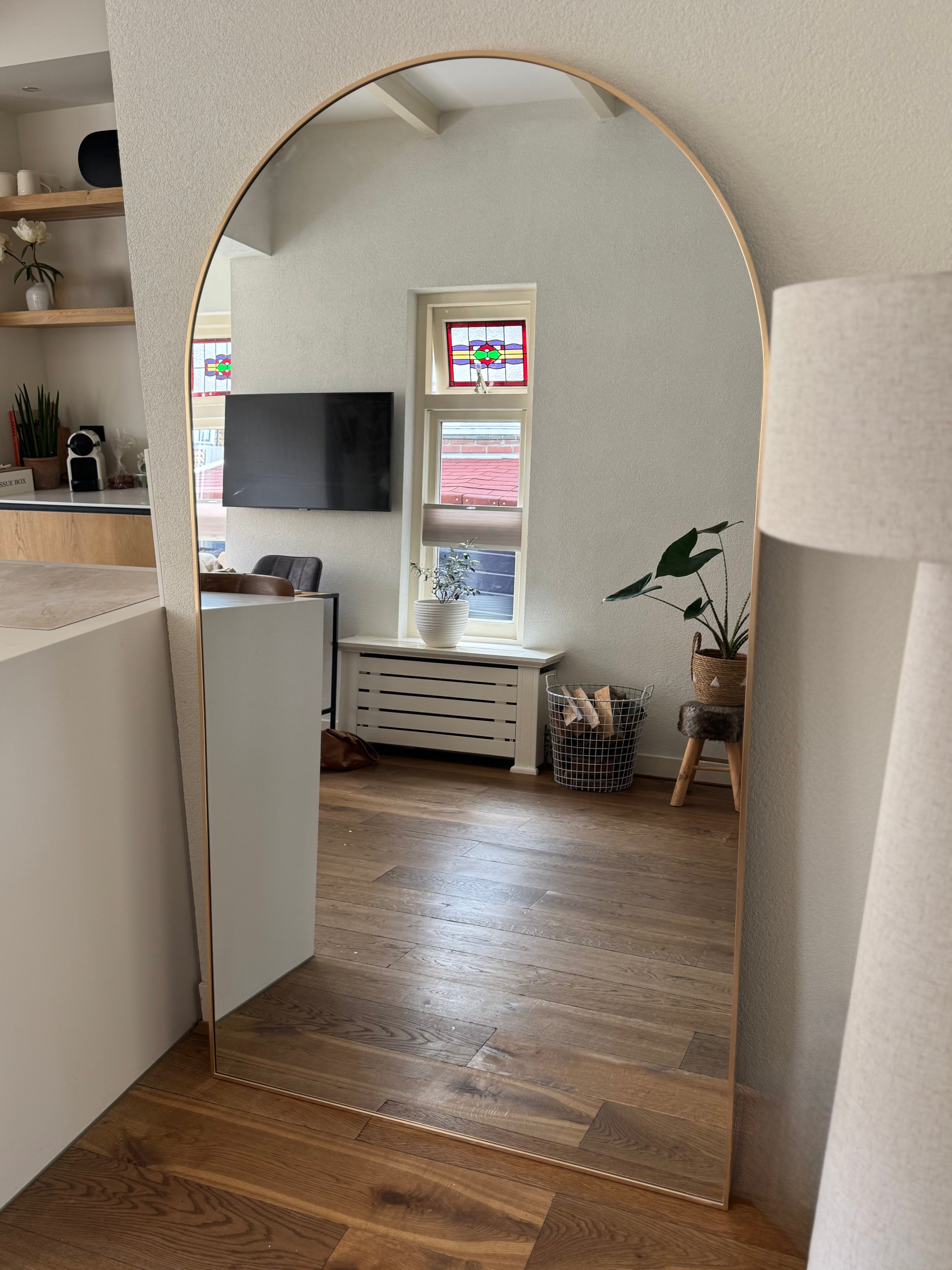 XL Passpiegel Vogue, Geborsteld Rosé Goud met ronding 180x100