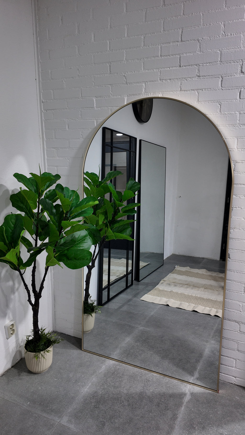 XL Passpiegel Vogue, Geborsteld Rosé Goud met ronding 180x100