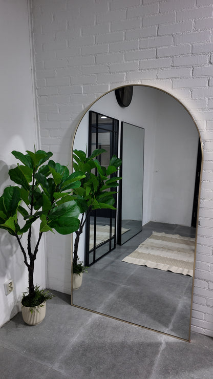 XL Passpiegel Vogue, Geborsteld Rosé Goud met ronding 180x100