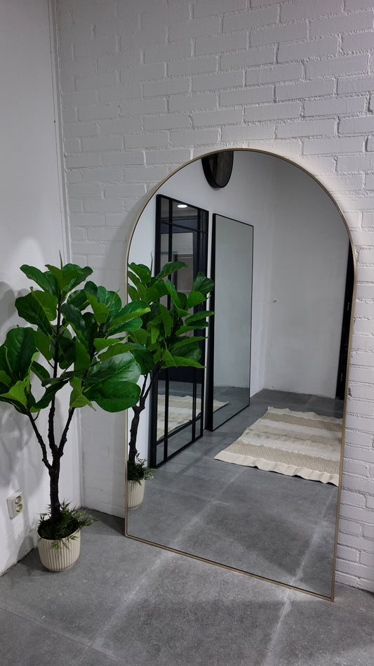 XL Passpiegel Vogue, Geborsteld Rosé Goud met ronding 180x100