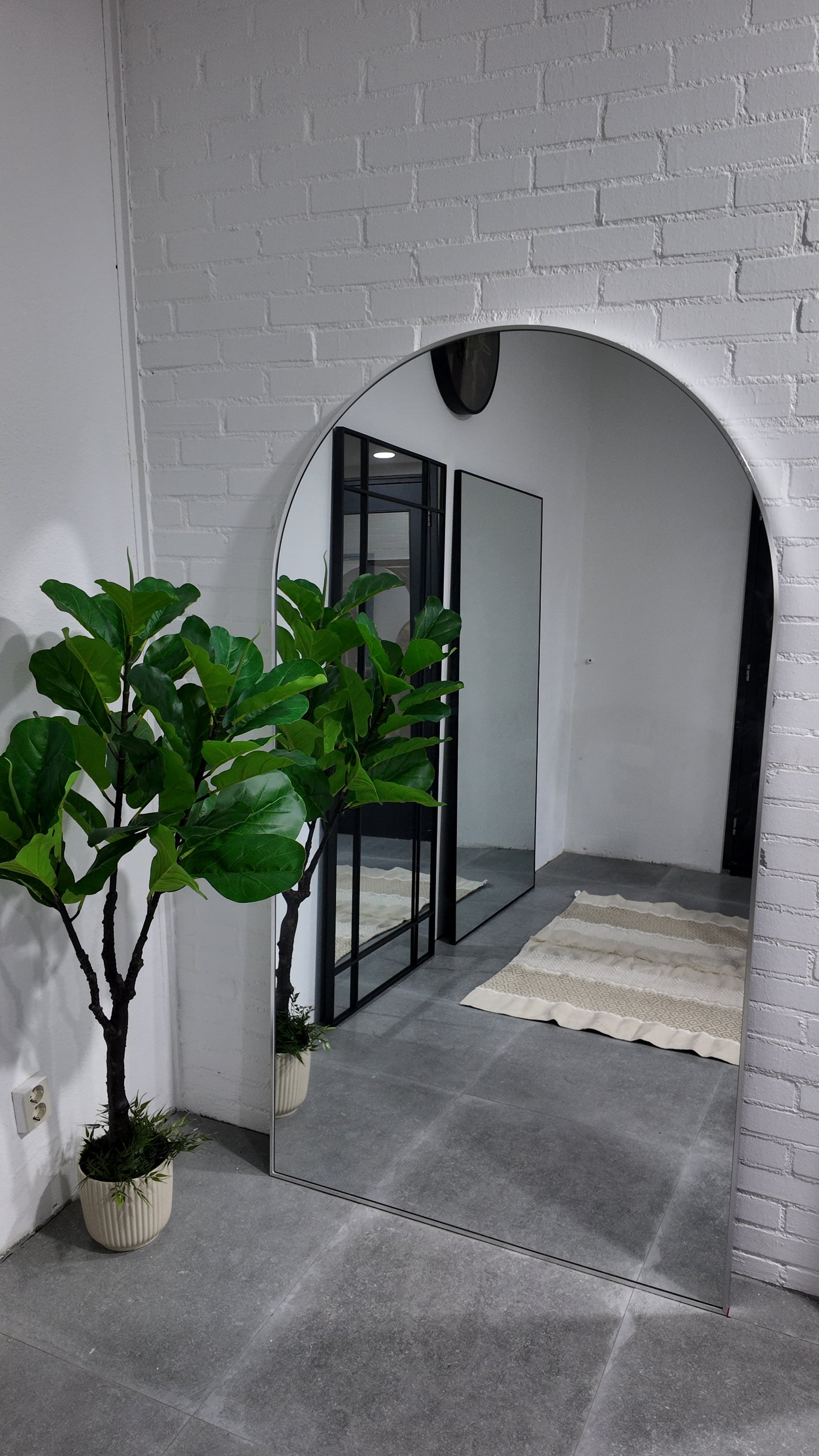 XL Passpiegel Vogue, Geborsteld Chroom met ronding 180x100